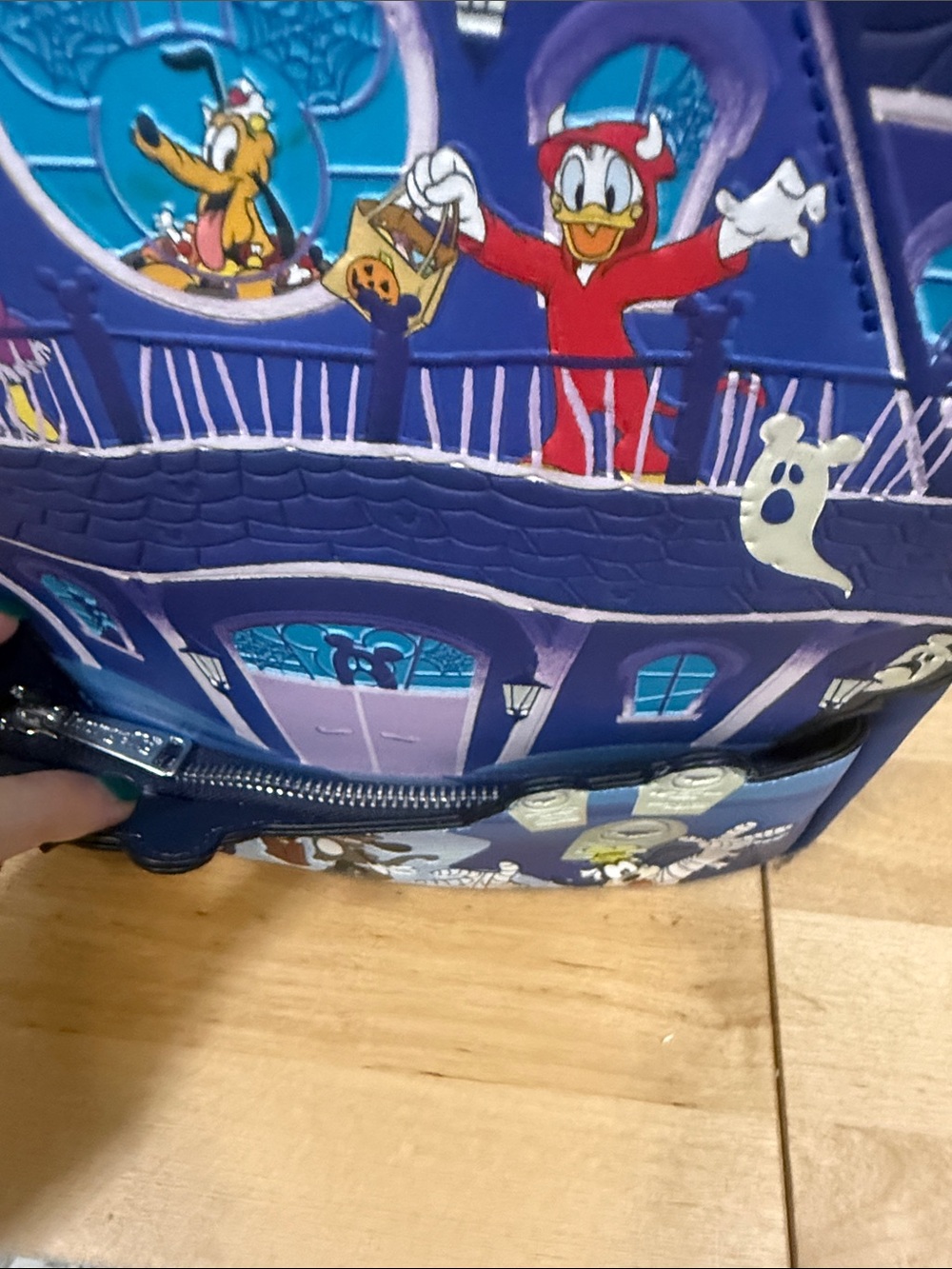 Loungefly Disney Haunted Mansion Halloween Backpack — Purple and Blue - Picture 5 of 5